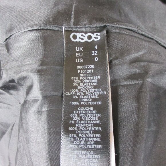 ASOS Skater Coat Size 0 Black with Patent Collar and Tipped Cuff Posh Modern - Picture 7 of 7